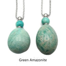 Natural Stone Essential Oil Necklace Off-Round Perfume Bottle & Silver Chain