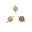 round evil eye charm gold silver plated copper micro pave zircon