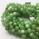 green flower jade smooth round beads 