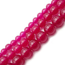 Fuchsia Pink Dyed Jade Smooth Round Beads 4mm 6mm 8mm 10mm 15.5" Strand