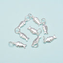 925 Sterling Silver Fish Bone Charm Pendant Size 5.5x14mm 6pcs per Bag