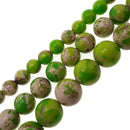 green sea sediment jasper smooth round beads