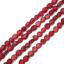 Red Bamboo Coral Irregular Oval Nugget Beads Size Approx 8x10mm 15.5" Strand