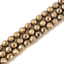 Titanium Hematite Pyrite Tone Faceted Round Beads Size 2mm - 10mm 15.5'' Strand