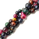 Mixed Color Tiger's Eye Smooth Round Beads 10mm 12mm 14mm 15.5" Strand
