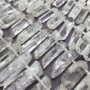 Clear Quartz Smooth Graduated Stick Points Beads Size 14-60mm 15.5" Strand