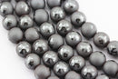 natural hematite cross shiny design matte round beads