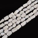 white moonstone irregular cylinder tube beads