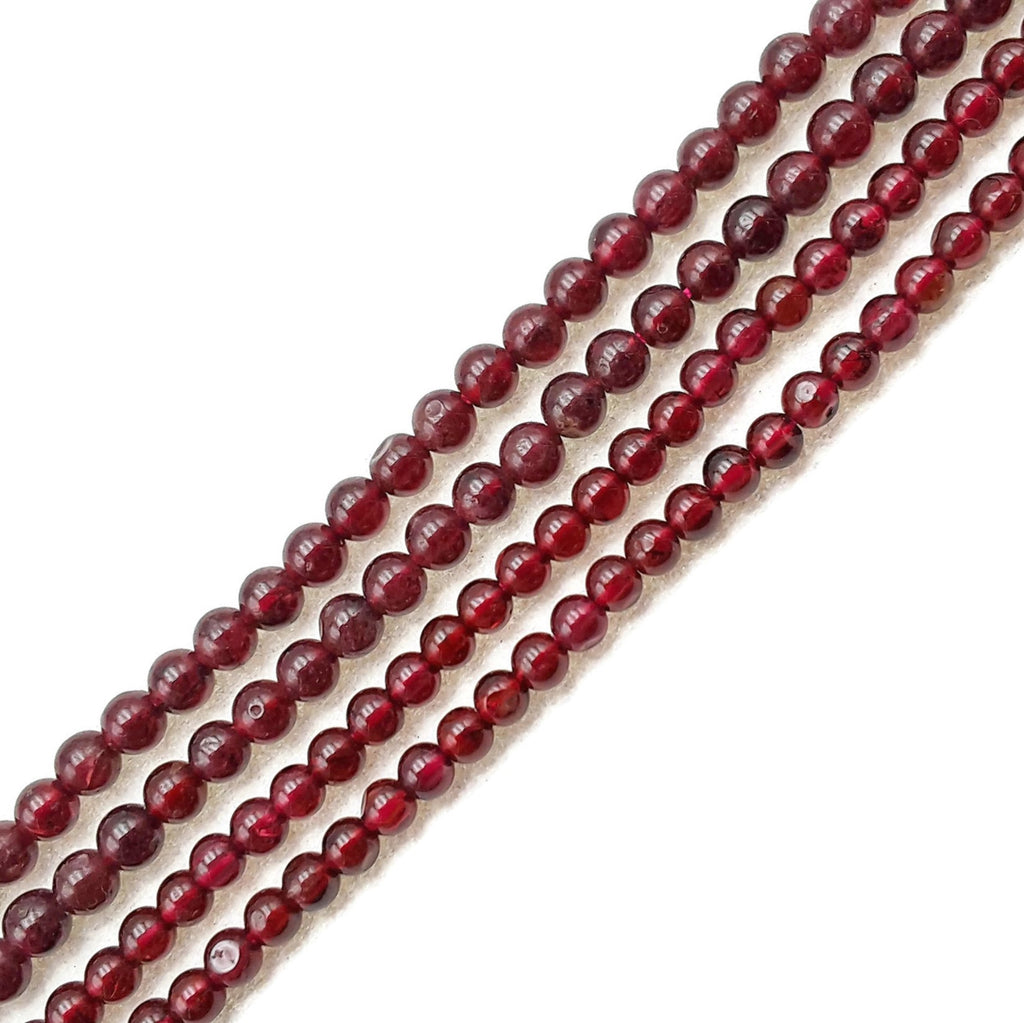 Garnet Dyed Round Beads 3-3.5mm122pcs/st - Beads and Pieces