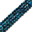 Green Blue Tiger's Eye Faceted Star Cut Beads 8mm 15.5" Strand