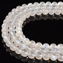 AAA Cream White Rainbow Moonstone Smooth Round Beads Size 6mm-12mm 15.5'' Str