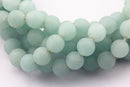 large hole aqua color quartz matte round beads