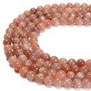 High Grade Peach Moonstone Smooth Round Beads 6mm 8mm 10mm 12mm 15.5" Strand