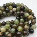 natural green garnet smooth round beads