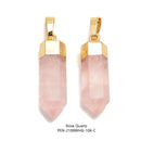 Gold Electroplated Multi Crystal Stone Pendulum Point Pendant 8x26mm Clear Quartz Amethyst Rose Quartz Black Obsidian Tiger Eye