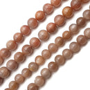 High Quality Peach Moonstone Smooth Round Beads Size 8mm 10mm 12mm 15.5" Strand