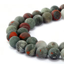 african bloodstone matte round beads 