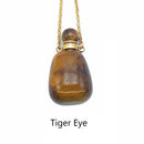 Natural Stone Essential Oil Necklace Perfume Smooth Bottle & Gold Chain 17x33mm