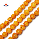 Orange Bamboo Coral Hand Carved Flower Disc Beads Size 10mm 15.5'' Strand