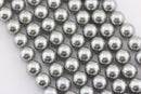 Silver Shell Pearl Smooth Round Beads 4mm 6mm 8mm 10mm 15.5" Strand