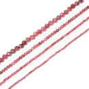 Natural Thulite Faceted Round Beads Size 2mm 3mm 4mm 6mm 15.5'' Strand