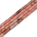 Natural Plum Blossom Jasper Cylinder Tube Beads Size 4x13mm 15.5'' Strand