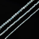 Natural Translucent Aquamarine Faceted Round Beads Size 2mm 3mm 4mm 15.5'' Strd