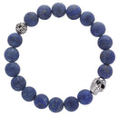 lapis lazuli bracelet matte round Alloy silver alloy skull