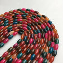multi color dyed agate faceted rice shape beads