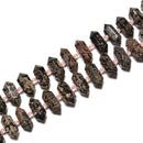 Black Leopard Skin Jasper Graduated Points Beads Size 13mm-25mm 15.5" Strand