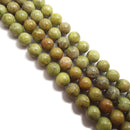 olive green sea sediment jasper smooth round beads