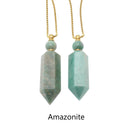 natural stone essential oil necklace perfume bottle faceted Points gold chain