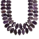 Amethyst Graduated Center Drill Faceted Points Beads Size 13-25mm 15.5'' Strand