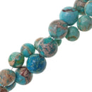 large hole light blue sea sediment jasper smooth round beads