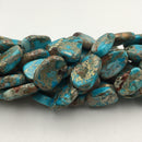 blue sea sediment jasper gold flakes flat nugget slice bead