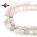 white agate matte round beads
