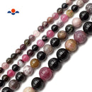 Multi-Color Tourmaline Smooth Round Beads 6mm 8mm 9mm 10mm 12mm 15.5" Strand