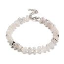 Blue Moonstone Wheel Beaded Bracelet Silver Plated Clasp 5x7mm 7.5" Length