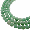 large hole dark green aventurine matte round beads