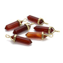 Carnelian Pendulum Healing Point Gold Plated Loop Bail Pendant 8x40mm 6 PCS/ Bag