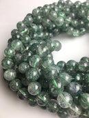green rutilated quartz smooth round beads