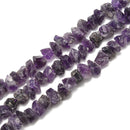 Amethyst Rough Nugget Chunks Center Drill Beads Approx 7x15mm 15.5" Strand