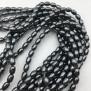 natural gray hematite smooth rice shape beads