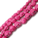 Pink Color Howlite Turquoise Skull Beads Size 6x8mm 8x10mm 10x12mm 15.5''Strand