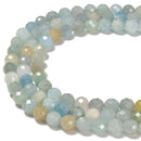 Multi Color Aquamarine Hard Cut Faceted Round Beads Size 8mm 10mm 15.5'' Strand
