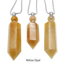 Natural Stone Essential Oil Necklace Perfume Bottle Faceted Points & Silver Chain