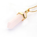 5 Pack Pendulum Pendant Healing Point 40x8mm Gold Chain Yellow Tiger Eye, Aventurine, Lapis Lazuli, Rose Quartz, Amethyst