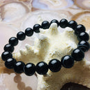 black Striped agate bracelet smooth round
