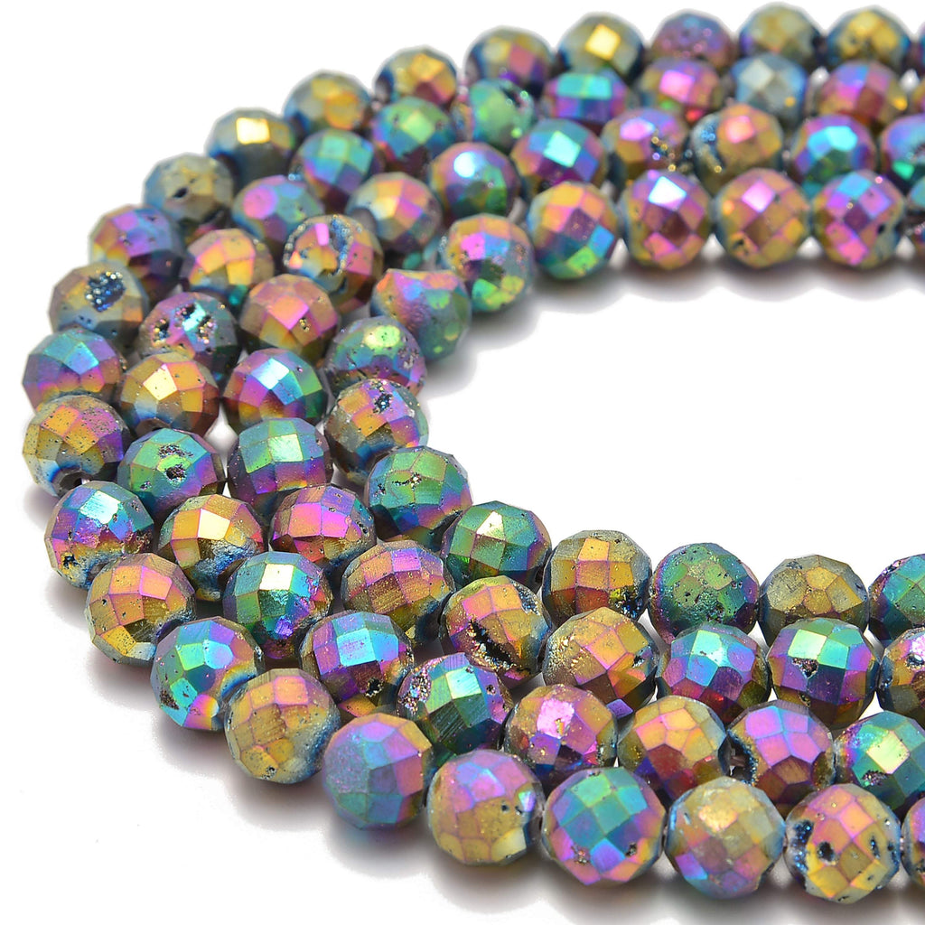 8mm Blue Green Druzy Agate Beads | Hackberry Creek