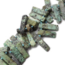 African Turquoise Graduated Slice Sticks Points Beads 15-30mm 15.5" Strand